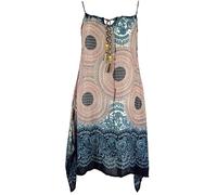 GURU SHOP Boho Mandala Midikleid, Trägerkleid, Strandkleid Für Starke Frauen - Sand, Damen