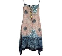 GURU SHOP Boho Mandala Midikleid, Trägerkleid, Strandkleid Für Starke Frauen - Sand, Damen, Synthetisch