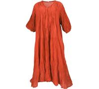 GURU SHOP Boho Maxikleid, Luftiges Langes Sommerkleid Für Starke Frauen im Crash Look - Orange, Damen, Baumwolle