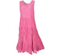 GURU SHOP Boho Maxikleid, Luftiges Sommerkleid im Crash Look, Besticktes Strandkleid - Pink, Damen, Baumwolle