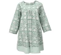 GURU SHOP Boho Maxitunika, Sommerliches Minikleid - Mintgrün, Damen, Baumwolle, Size:L