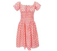 GURU SHOP Boho Minikleid, Handbedrucktes Luftiges Sommerkleid, Baumwollkleid - Apricot, Damen, Size:S