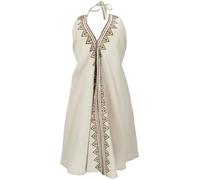 GURU SHOP Boho Minikleid, Neckholder Kleid, Longtop - Leinenfarben, Damen, Baumwolle