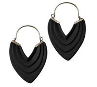 GURU SHOP Boho Ohrringe, Ethno Holzcreolen, Schwarz - Modell 6, 7x4 cm