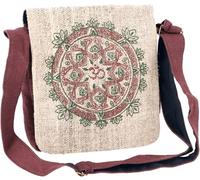 GURU SHOP Boho Schultertasche aus Nepal, Mandala Hanf Umhängetasche, unisex | Hanf-Baumwolle, verstellbarer Gurt, Reißverschlussfächer, handwaschbar, ideal für Alltag