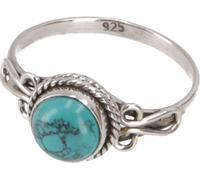 GURU SHOP Boho Silberring, Filigraner Indischer Edelsteinring - Türkis, Size:60