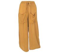 GURU SHOP Boho Sommerhose, Luftige Basic Hose, Weite Viskose Krepp Palazzohose - Kurkuma, Damen, Size:M