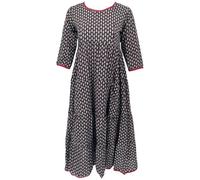 GURU SHOP Boho Sommerkleid, Bedrucktes Wadenlanges Kleid - Dunkelbraun, Damen, Size:M