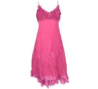 GURU SHOP Boho Sommerkleid, Luftiges Krinkelkleid, Midikleid, Strandkleid - Altrosa, Damen