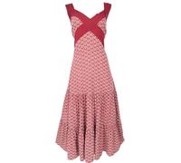 GURU SHOP Boho Sommerkleid, Maxikleid, Langes Strandkleid - Rot, Damen, Size:L