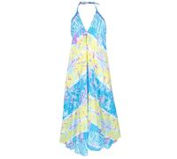 GURU SHOP Boho Sommerkleid, Maxikleid mit Batik-Druck, Neckholder Strandkleid - Hellblau, Damen, Synthetisch