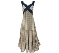 GURU SHOP Boho Sommerkleid, Maxikleid, Strandkleid - Curry/schwarz, Damen, Synthetisch, Size:M