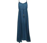 GURU SHOP Boho Sommerkleid mit Schnürung im Rücken, Maxikleid, Strandkleid - Dunkelblau, Damen, Synthetisch