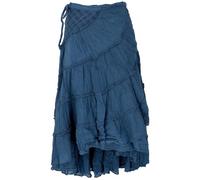 GURU SHOP Boho Wickelrock, Krinkelrock, Maxirock, Flamenco Rock - Blau, Damen, Baumwolle
