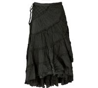GURU SHOP Boho Wickelrock, Krinkelrock, Maxirock, Flamenco Rock - Schwarz, Damen, Baumwolle