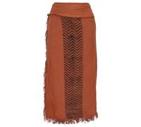 GURU SHOP Wickelrock mit Tribaldruck, Fransen, Ziegelorange, Baumwolle, Size:S/M (38)