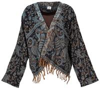 GURU SHOP Bolero Jacke, Legeres Boho Jäckchen - Schwarz/blau, Damen