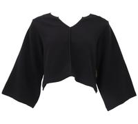 GURU SHOP Einfarbiges Basic Shirt, Cord RIPP Langarmshirt aus Biobaumwolle - Schwarz, Damen, Size:S