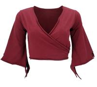 GURU SHOP Elfen Top, Top Goa-chic, Wickeltop - Weinrot, Damen, Baumwolle, Size:L