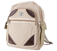 GURU SHOP Ethno Hanf Rucksack aus Hanf-Baumwolle, Unisex, groß, natur/braun | Großes Reißverschlussfach, handgefertigt, strapazierfähiges Material, mehrere Fächer für Ordnung