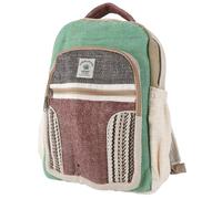 GURU SHOP Ethno Hanf Rucksack aus Hanf-Baumwolle, Unisex, groß, natur/grün | Großes Reißverschlussfach, handgefertigt, strapazierfähiges Material, mehrere Fächer für Ordnung
