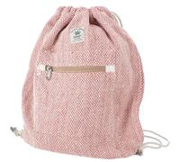 GURU SHOP Ethno Hanf Rucksack Fischgrätenmuster, Unisex, Turnbeutel, rot | Hochwertiges Naturmaterial, 80% Hanf, 20% Baumwolle, handgefertigt, großes Reißverschlussfach, einzigartig