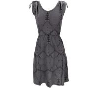 GURU SHOP Ethno Minikleid, Bedrucktes Goakleid, Rückenfreies Kleid - Grau, Damen, Size:M