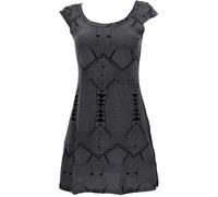GURU SHOP Ethno Minikleid, Goakleid mit Ärmelchen, Druck - Grau, Damen, Size:XL