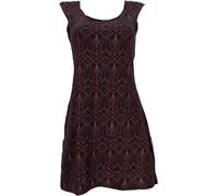 GURU SHOP Ethno Minikleid, Goakleid mit Ärmelchen, Psychodelischem Druck - Schwarz, Damen, Size:XL