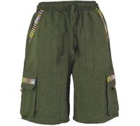 GURU SHOP Ethno Yogashorts im Goastyle - Olive, Herren, Size:S