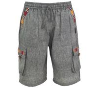 GURU SHOP Ethno Yogashorts im Goastyle - Steingrau, Herren, Size:S