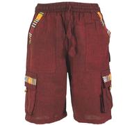 GURU SHOP Ethno Yogashorts im Goastyle - Weinrot, Herren, Size:L