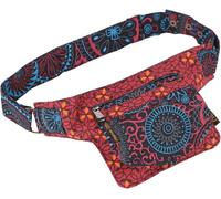 GURU SHOP Farbenfrohe Gürteltasche, Festival Bauchtasche, Crossbody Bag - Rot/schwarz, Unisex - Erwachsene, 14x17x5 cm
