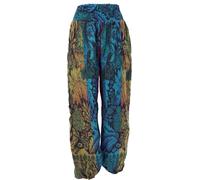 GURU SHOP Flauschige Boho Pluderhose, Wohlfühlhose - Petrol/bunt, Damen