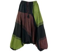 GURU SHOP Gestreifte Haremshose, Pluderhose, Boho Pumphose, Aladinhose - Coffee, Damen
