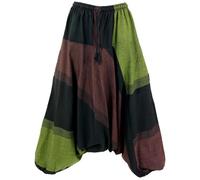 GURU SHOP Gestreifte Haremshose, Pluderhose, Boho Pumphose, Aladinhose - Coffee, Damen, Baumwolle