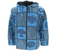 GURU SHOP Goa Jacke, Patchwork Sweatshirt Jacke - Blau, Herren, Size:XXL