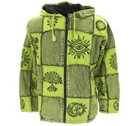 GURU SHOP Goa Jacke, Patchwork Sweatshirt Jacke - Grün, Herren, Size:M