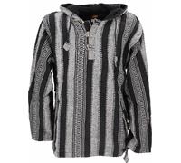 GURU SHOP Goa Kapuzenshirt, Baja Hoodie, Boho Style Kapuzenpullover - Schwarz, Herren, Baumwolle, Size:M