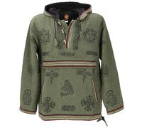 GURU SHOP Goa Kapuzenshirt, Baja Hoodie - Grün, Herren, Baumwolle, Size:XL