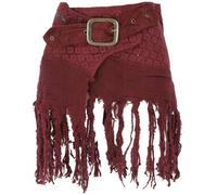 GURU SHOP Goa Minirock, Wickelrock, Tribal Cacheur, Fransenrock | Super kurzer Lagenrock, Baumwolle, Reißverschlusstasche, Spitze, Slim Fit, modischer Look, vielseitig kombinierbar