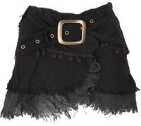 GURU SHOP Goa Minirock, Wickelrock, Tribal Cacheur, Lagenrock - Schwarz, Damen, Baumwolle