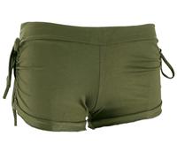 GURU SHOP Goa Pantys, Psytrance Hotpants, Bikini Shorts - Olive, Damen, Baumwolle, Size:L
