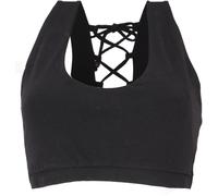 GURU SHOP Goa Psytrance Bikini Top, Boho Bra Top, Pixi Yoga Top - Schwarz, Damen, Baumwolle, Size:M