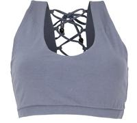 GURU SHOP Goa Psytrance Bikini Top, Boho Bra Top, Pixi Yoga Top - Taubengrau, Damen, Baumwolle, Size:S