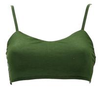 GURU SHOP Goa Psytrance Bikini Top, Boho Top, Pixi Yoga Bra - Olivegrün, Damen, Size:S/M