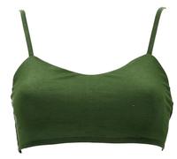 GURU SHOP Goa Psytrance Bikini Top, Boho Top, Pixi Yoga Bra - Olivegrün, Damen, Synthetisch, Size:S/M