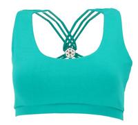 GURU SHOP Goa Psytrance Bikini Top, Boho Top, Pixi Yoga Top - Petrol, Damen, Size:S