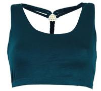 GURU SHOP Goa Psytrance Bikini Top, Boho Top, Pixi Yoga Top - Petrol, Damen, Synthetisch, Size:S