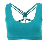 GURU SHOP Goa Psytrance Bikini Top, Boho Top, Pixi Yoga Top - Petrol/dunkel, Damen, Size:S